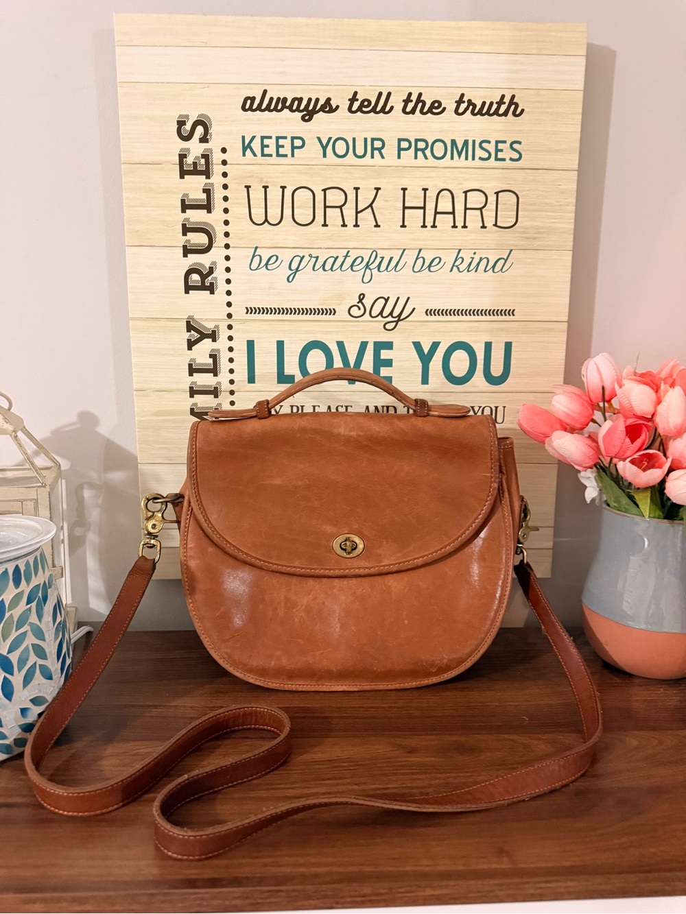 Vintage Coach Brown Leather Crossbody Bag